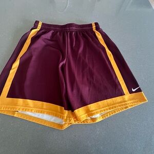 Women's Nike 8" Inseam Maroon & Gold Basketball Shorts-Barely worn